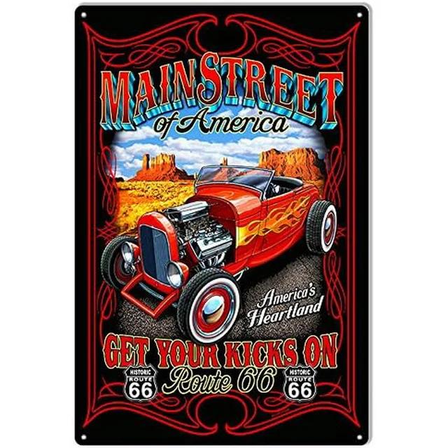 Vintage Pinup Girl Hot Street Rods Garage Full Service Route  Auto Mechanics Metal Tin Sign for Rural Wall Decor  Retro Poster P