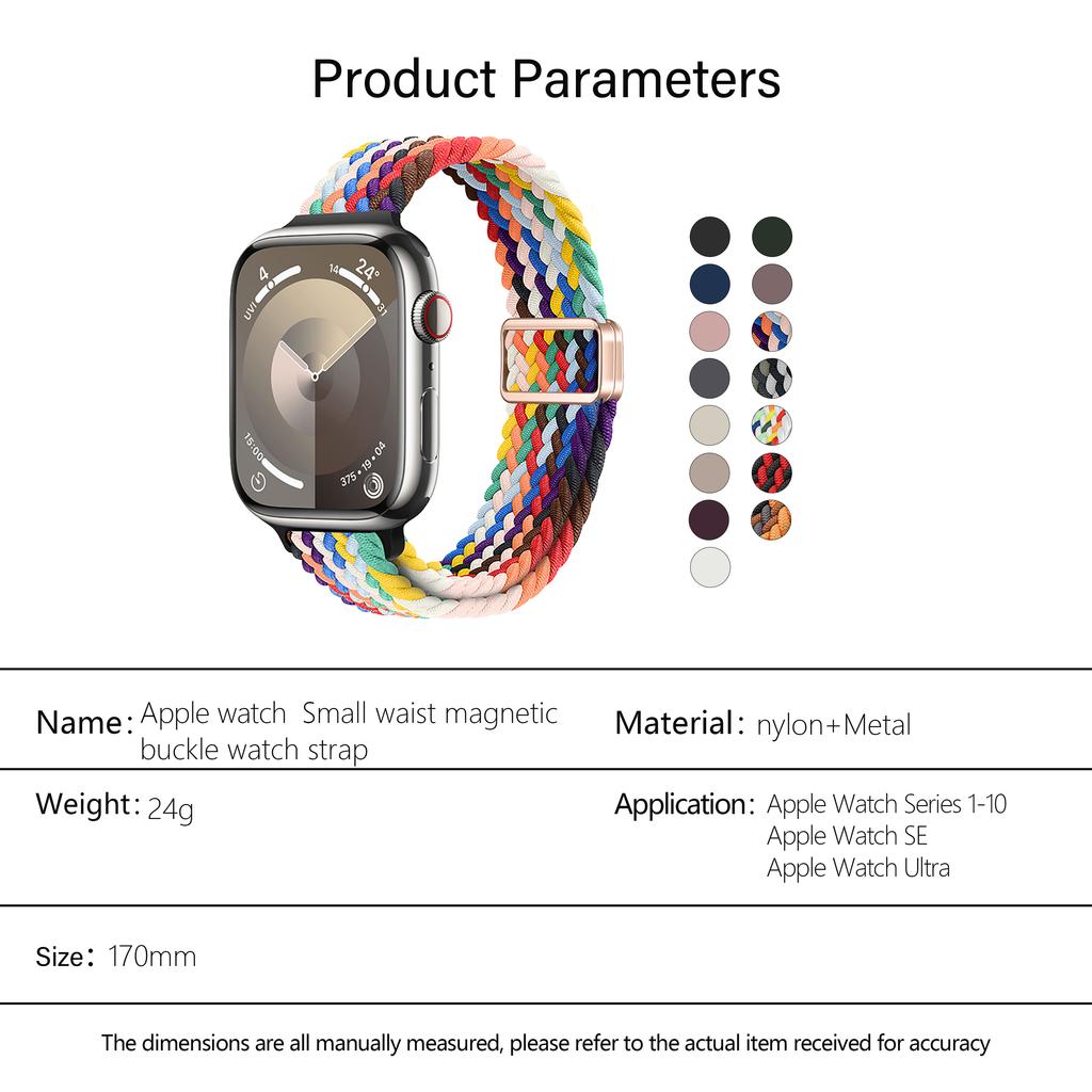 KALEBOL Braided Watch Strap For Apple Watch Series 10 Ultra 9 8 7 SE 6 5 4 3 2 1 46mm 49mm 45mm 44mm Magnetic Nylon Wristbands