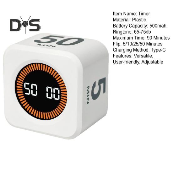 Digitaler Würfel-Pomodoro-Timer, visuelles Lernen, Fitness-Countdown, Produktivitäts-Timer mit Auto-Flip-Technologie, leiser Betrieb, Vibration und einstellbarer Ton