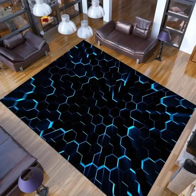 

VIKAMA 3D Hexagon Gaming Rug Anti-Slip Esports Carpet Mat for Bedroom Living Room Modern Decor Geometric Floor Mat 40x60CM
