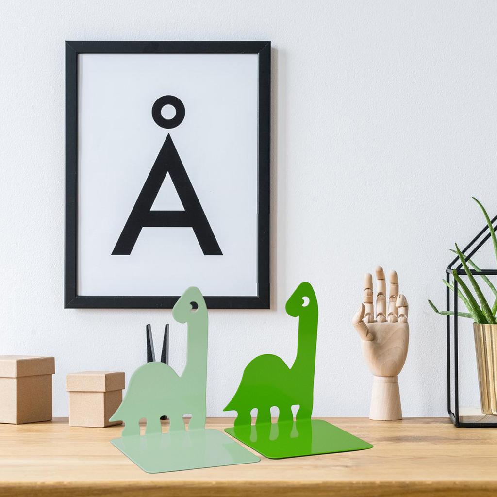 2 Pcs Cartoon Bookends Book Stoppers Metal Bookends Book Holders Dinosaur Book End for Library Bedroom
