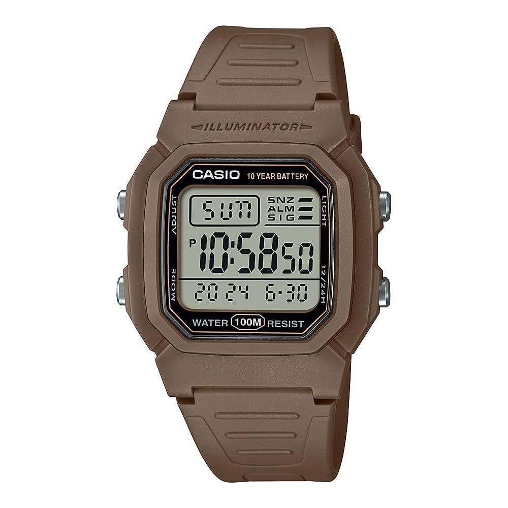 Casio W800HG Men s Digital Watch 100m Waterproof Multi-Function Alarm Stopwatch Beige Sports