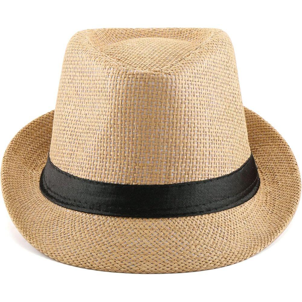 Unisex Summer Panama Fedora Hat with Short Brim for Beach and Sun Protection
