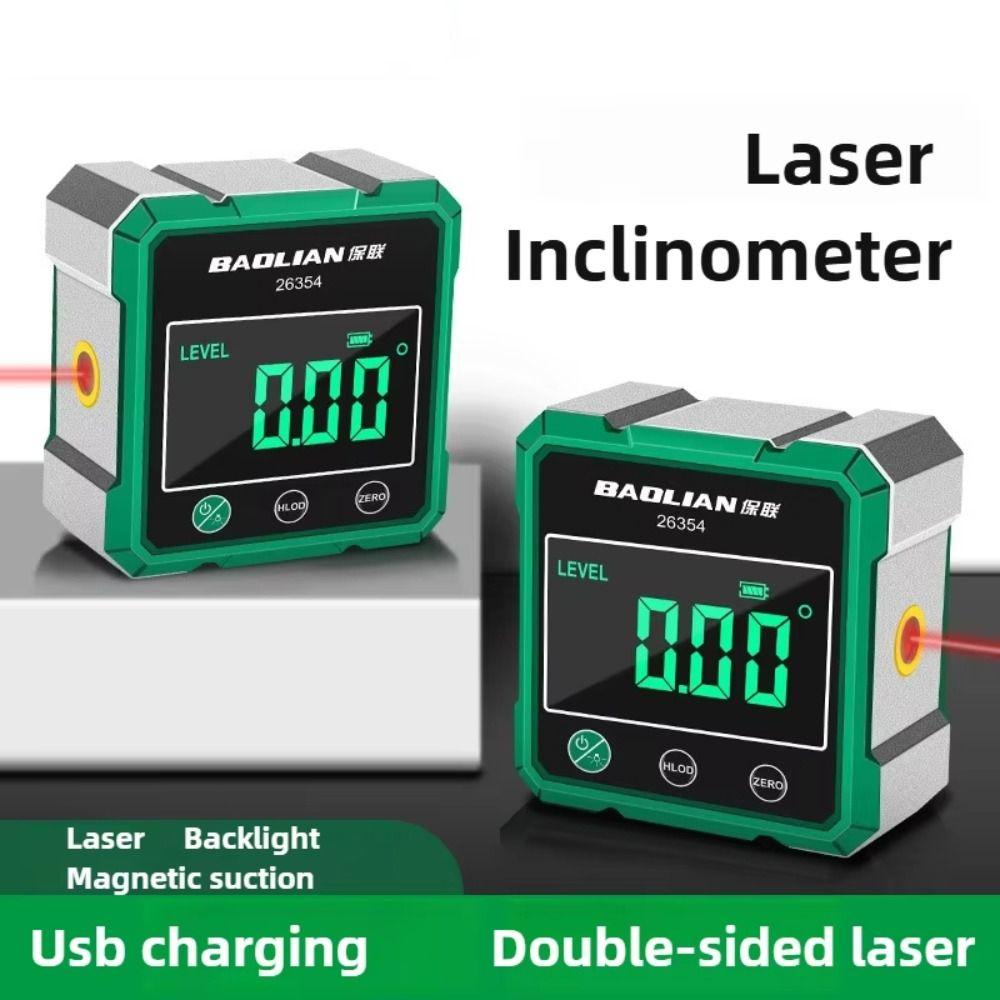 Multifunctional Laser Inclinometer Four Sided Magnetic Rechargeable Digital Inclinometer High Accuracy 360-degree Measurement