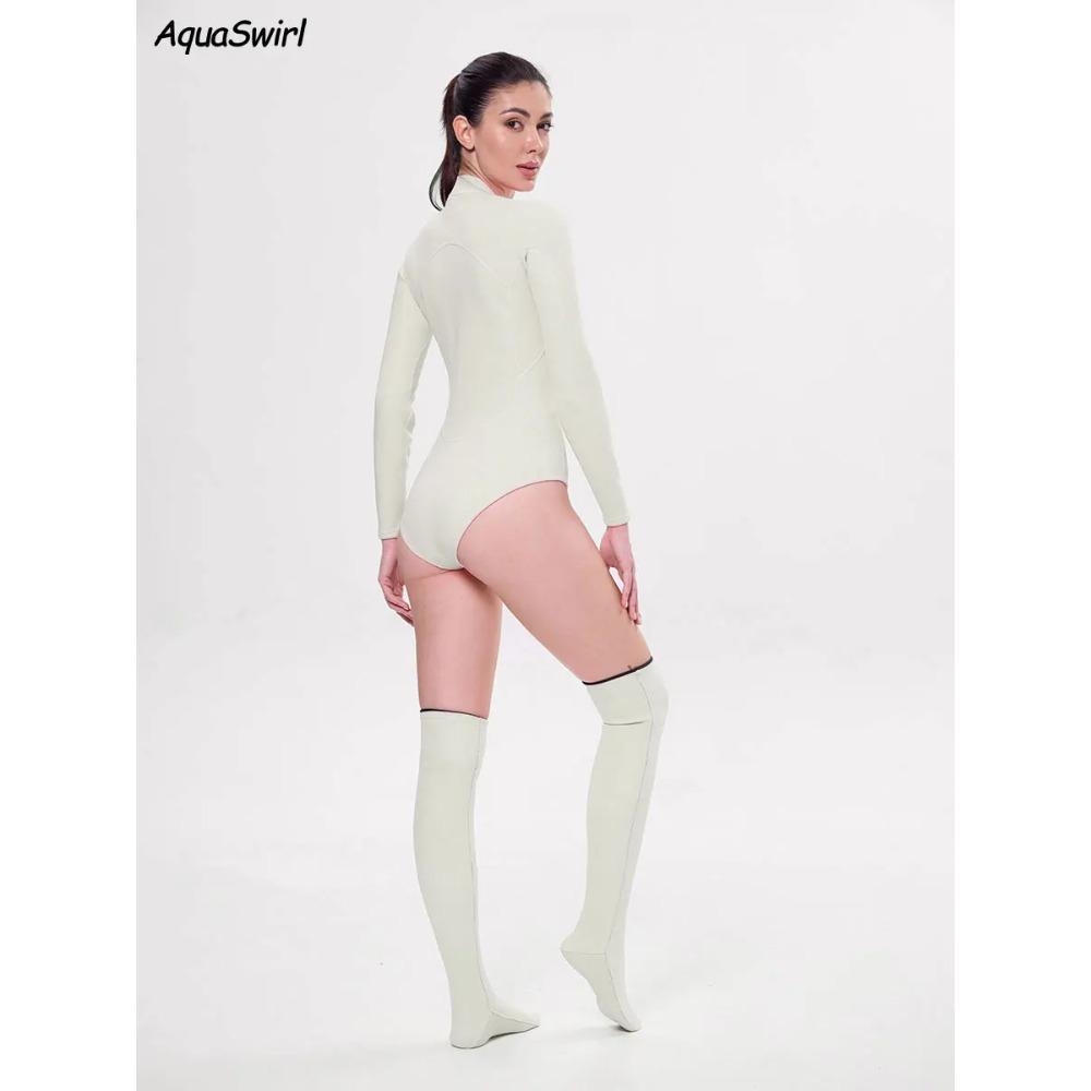 AquaSwirl 2mm Neoprene Split Wetsuit for Snorkeling , Sexy Stand Collar Full Sleeve Suit with Front Zipper