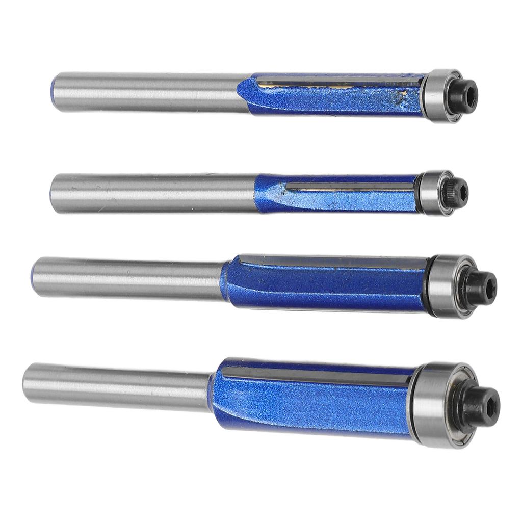 4Pcs Trim Bit Depth Adjustable Wear Resistance Strong Incisive Edge 14in Shank Router Bit