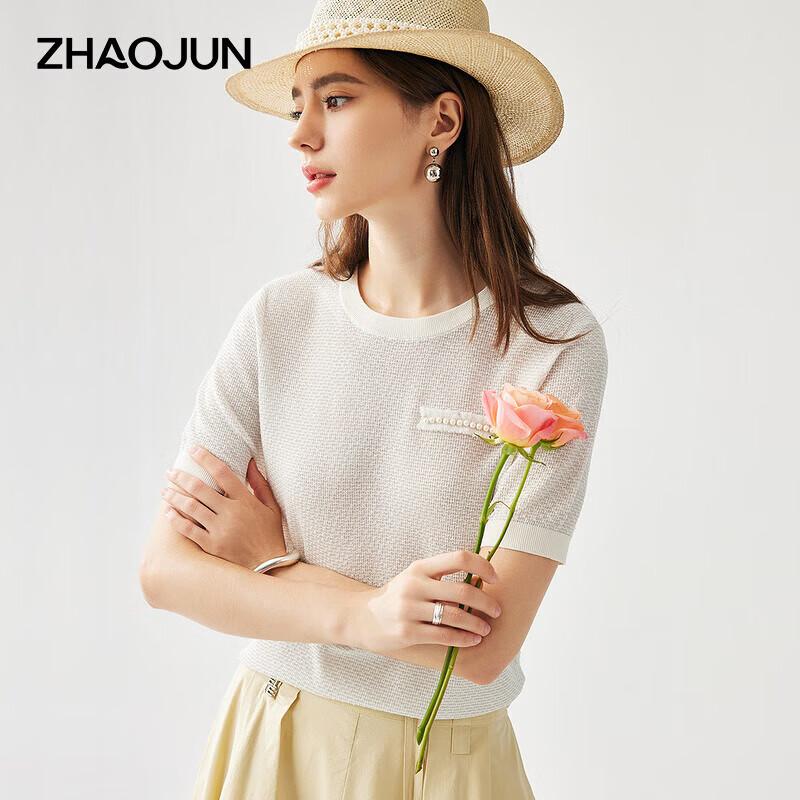 Zhaojun Women s Elegant Mulberry Silk Blend Short-Sleeve Knit Top L