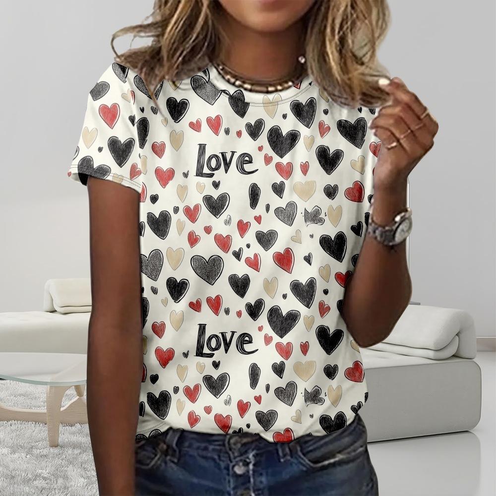Floral Comfortable Stylish Simple Cartoon Short Sleeve T-Shirt Women's Digital Printing Slim Top