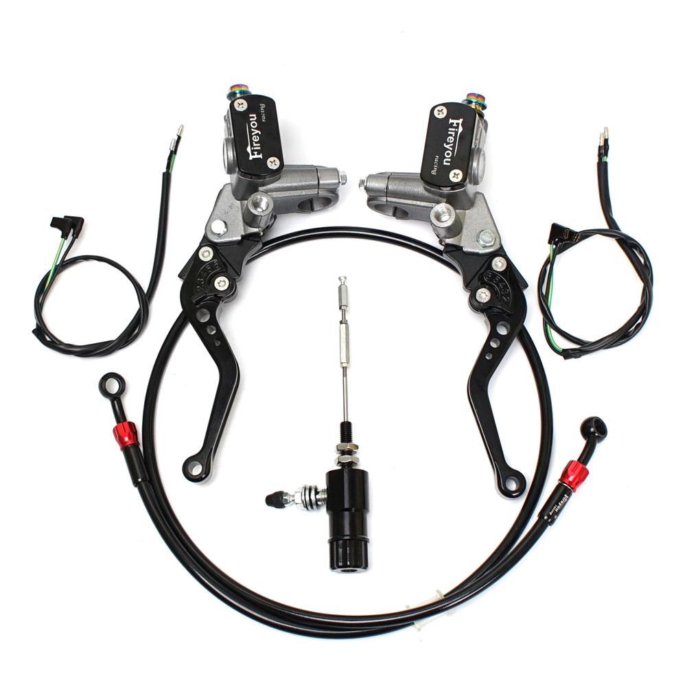 

Motorcycle Hydraulic Clutch Kit Brake Master Cylinder Brake Hose Kit for Honda Yamaha Kawasaki Suzuki Italika FX Black