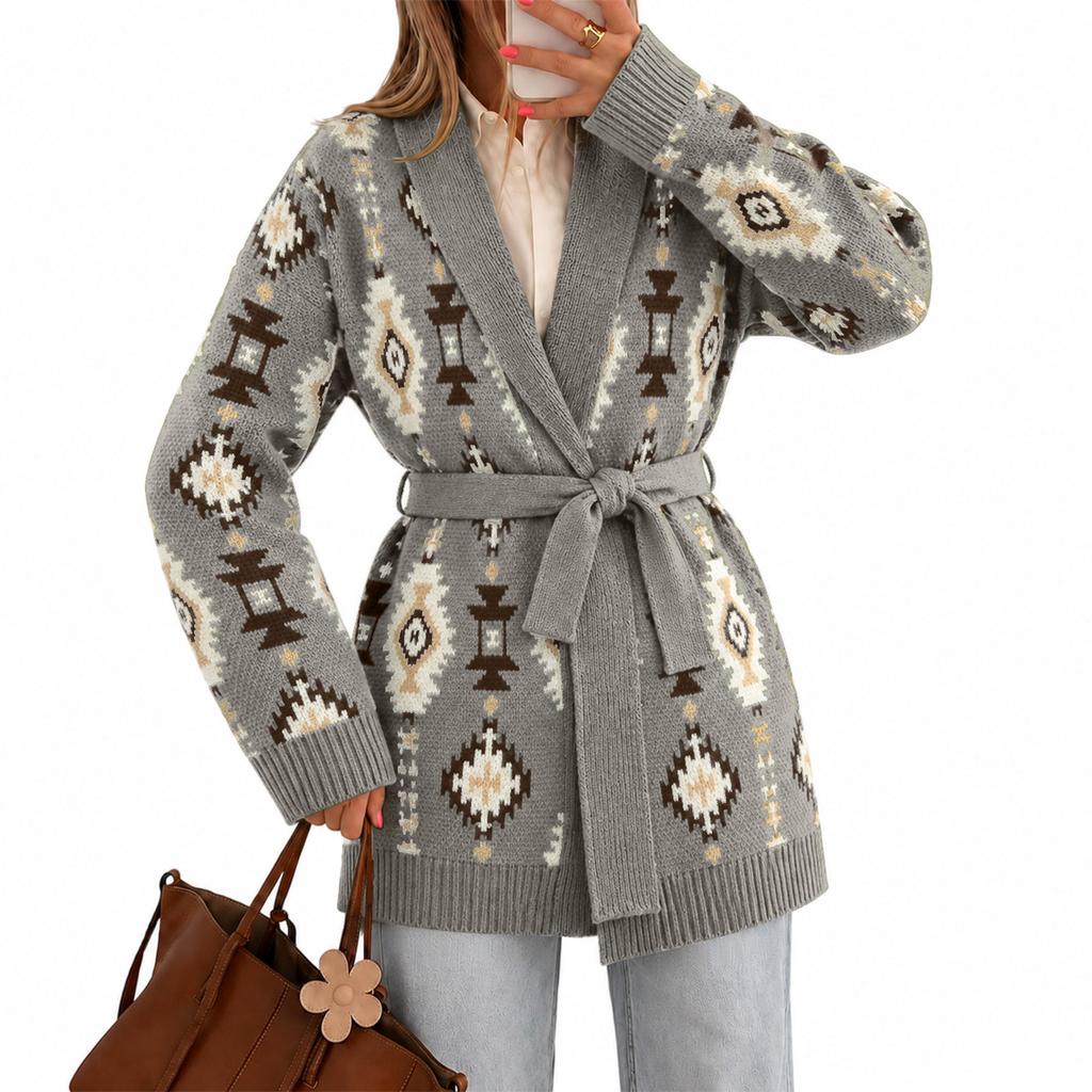 Women's Vintage Knit Cardigan Sweater Coat for Fall and Winter Wear