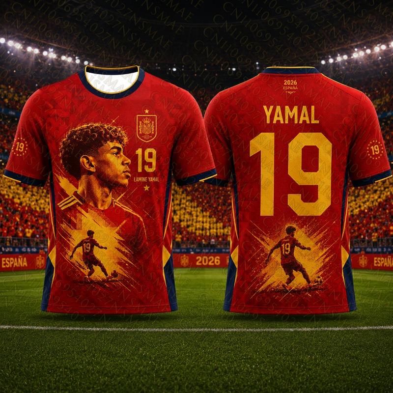2026 Yamal Spain Team Football Shirt Match & Training Kit Summer Sports Men's T-Shirt