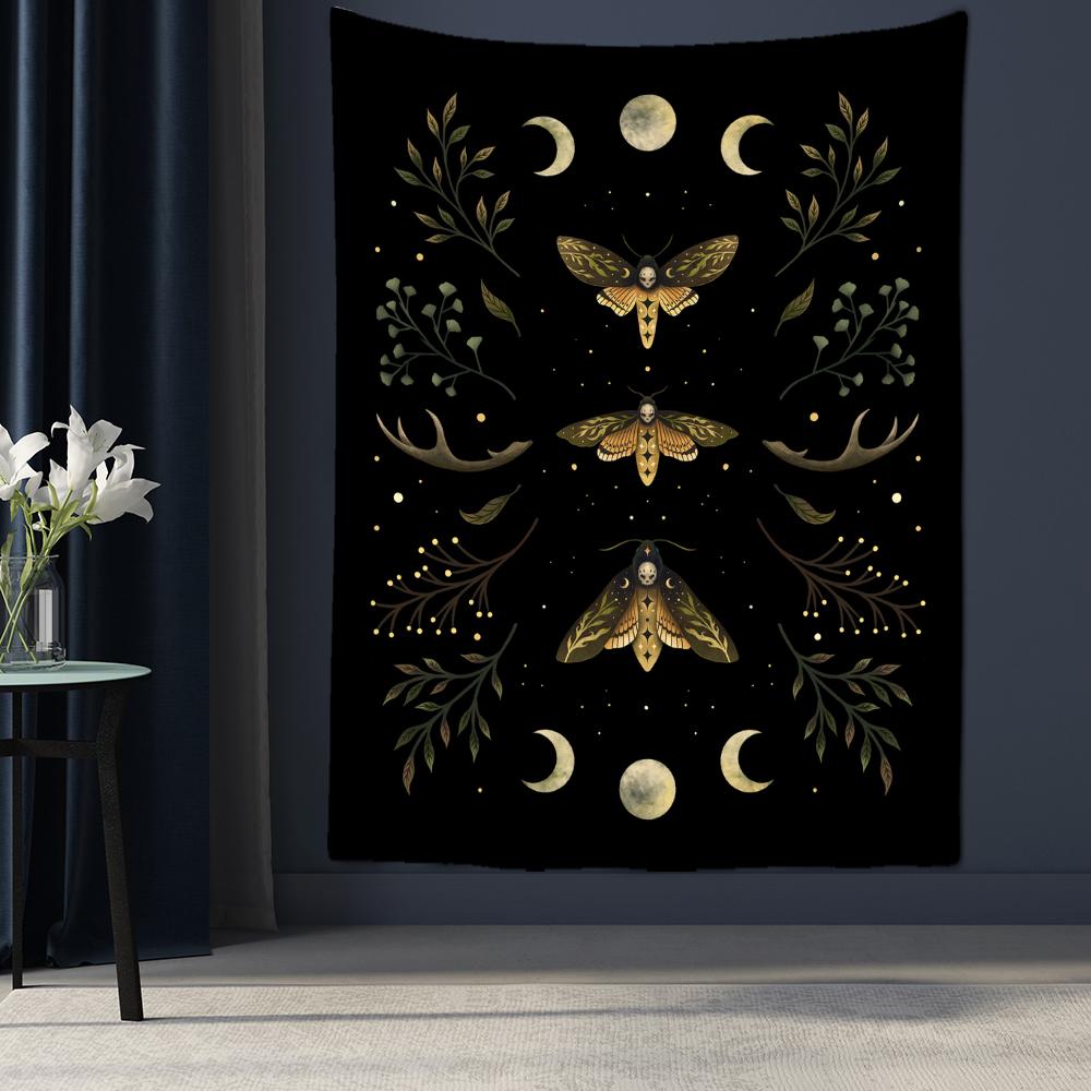 Plant Moon Phases Tapestry Ornament Wall Hanging Yoga Mat Bed Cover Beach Mat Gift Bedroom Room Aesthetic Decoration Home Decor