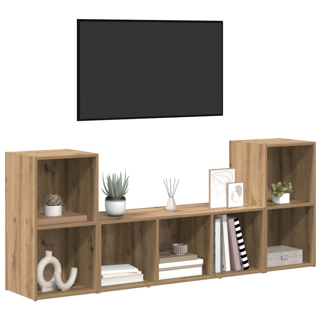 Wall Mounted TV Cabinet Set 3 pcs Brown Particleboard