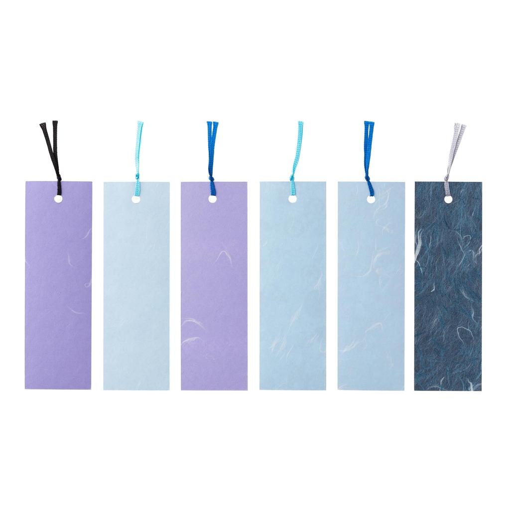 Kawasumi Washi Yuzen Washi Set of 18 Stencil-Dyed Bookmarks, Blue, A+B+C