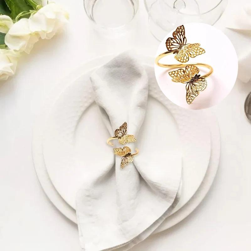 Valentine's Day Double-Layer ButterflyNapkin RingWeddingTable Decorations Decorative Butterfly Napkin Ring for Dining TableDecor