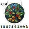 Stained Glass Window Art Christmas Acrylic Puzzle Suncatcher, Holiday Tree Snowman Stockings Red Bird Sun Catcher Suncatcher Kit for Adults,