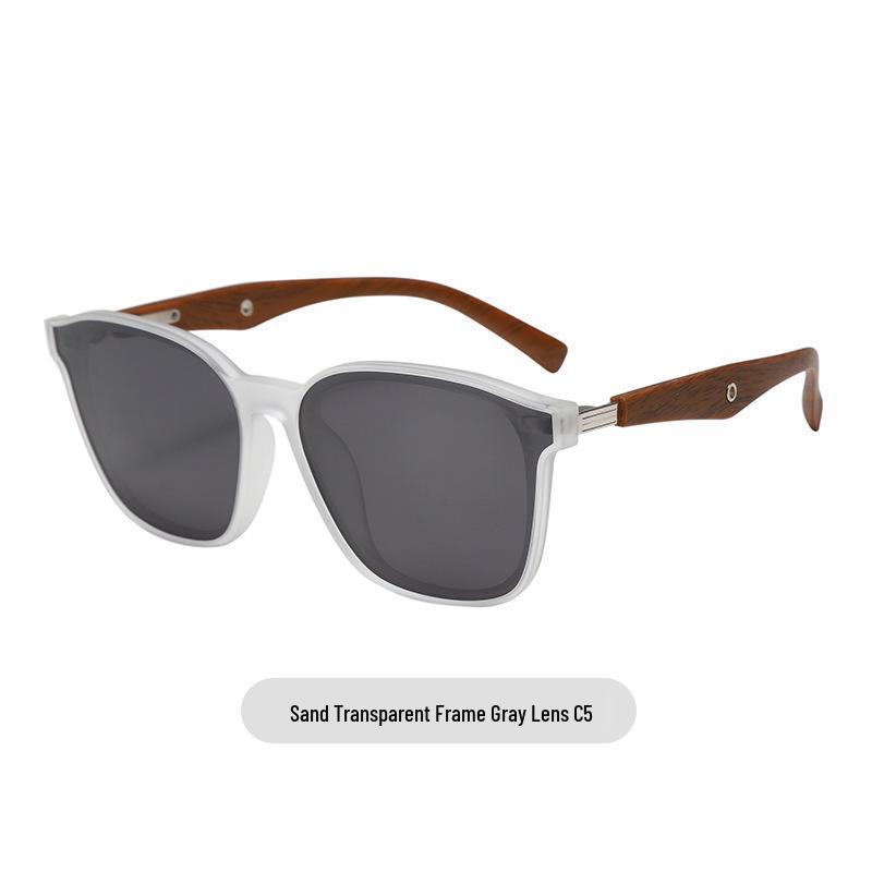 Retro Wood Grain Polarized Sunglasses with UV Protection