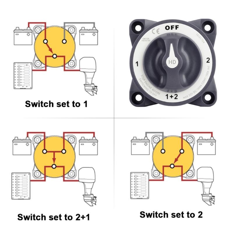 4 Position Battery Switches Marine Battery Control Solution Waterproof Battery Disconnect Switches 4 Position Control