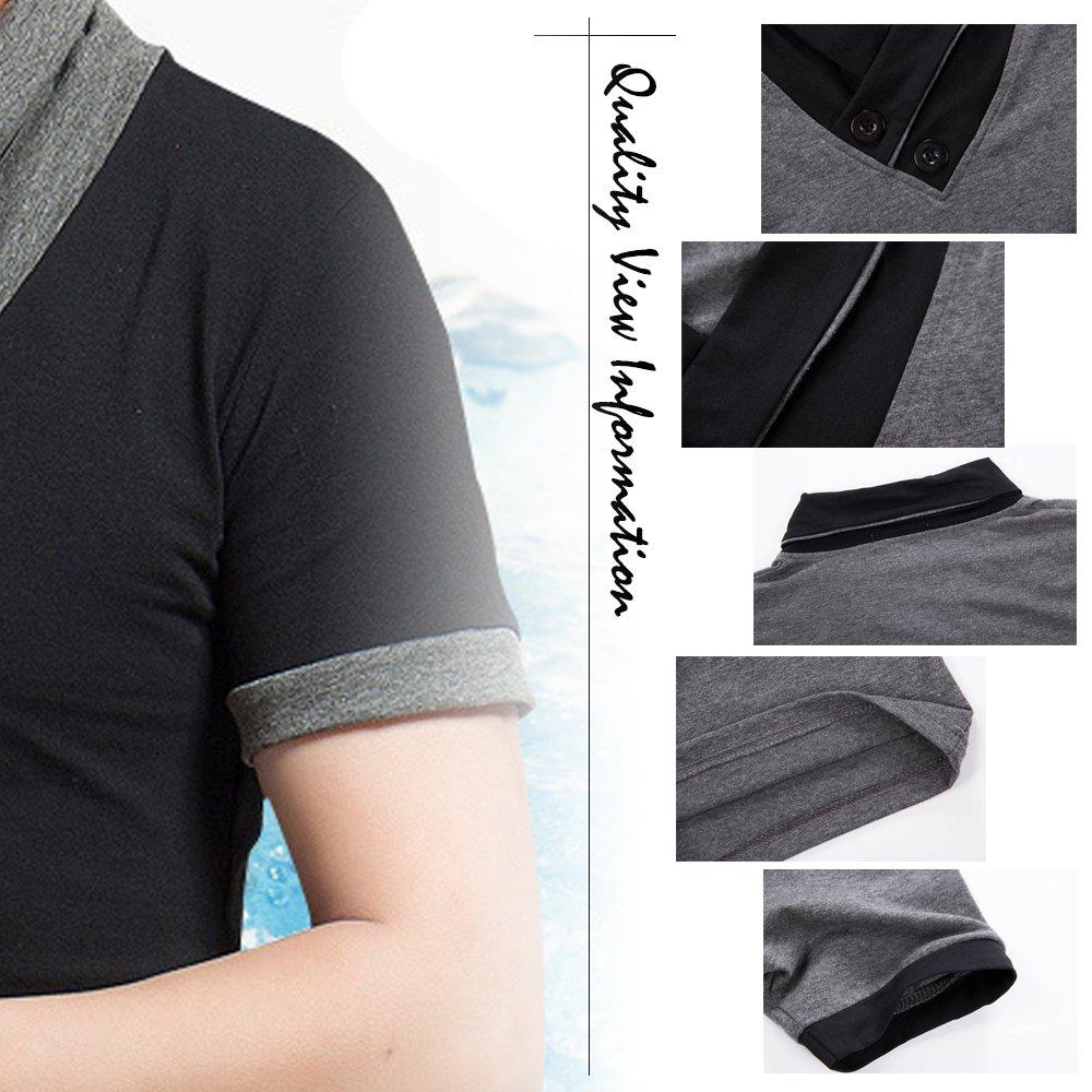 Make 2 Be Slim Short Sleeve with Casual Shirt MF01 Short V-Neck T-Shirt Scarf-Style Detail, (Size 15, Sleeve, Gray, XXXXL)