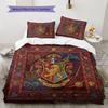 Gryffindor Muster Bettwäsche Steppdecke Set Bettbezug Kissenbezug Heimdekoration Geburtstagsgeschenk (1 Bettbezug + 2 Kissenbezüge, ohne Füllung)