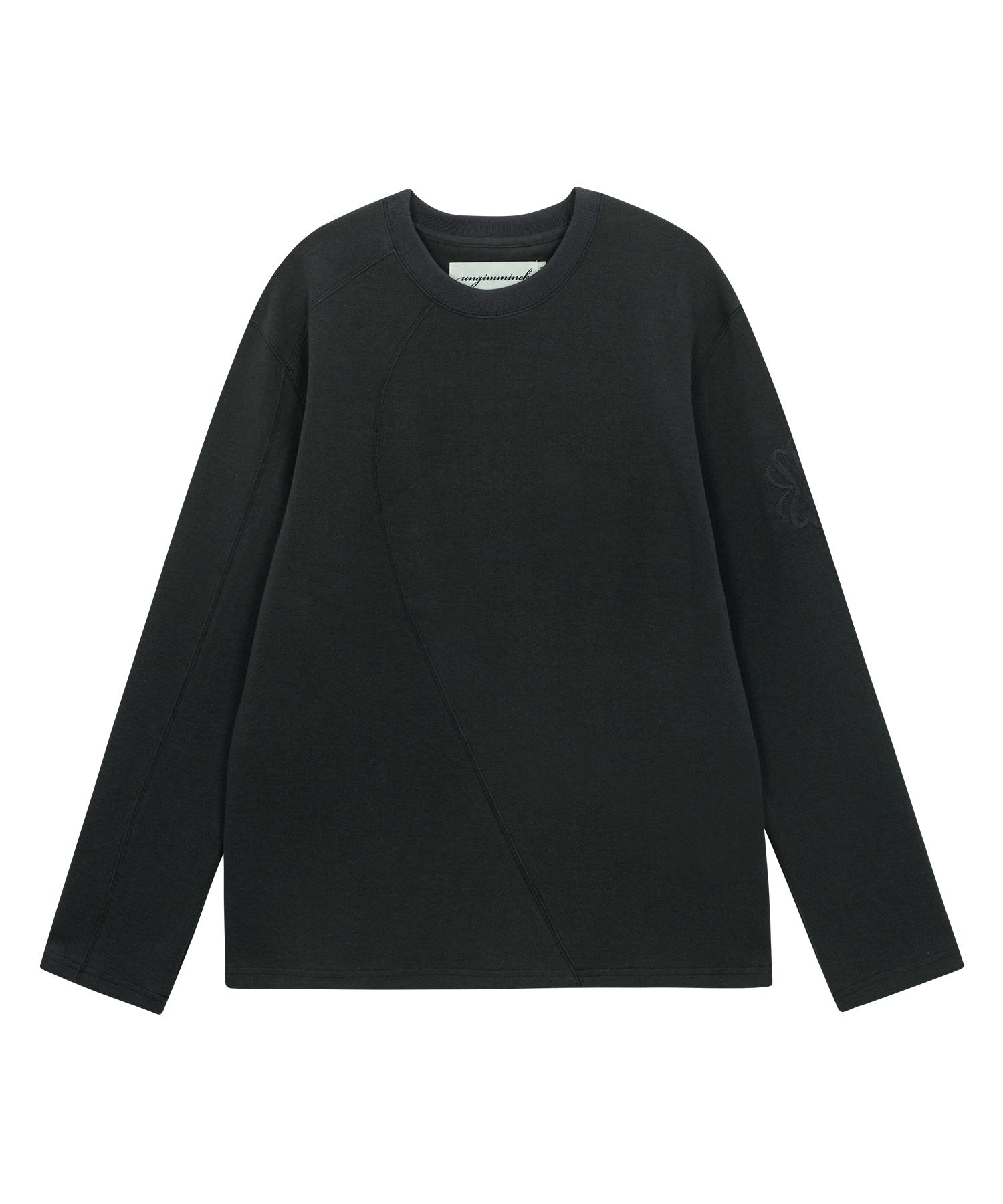 Un Gimmick Diagonal Seam Long Sleeve T-Shirt (Deep Gray) Deep Grey/L