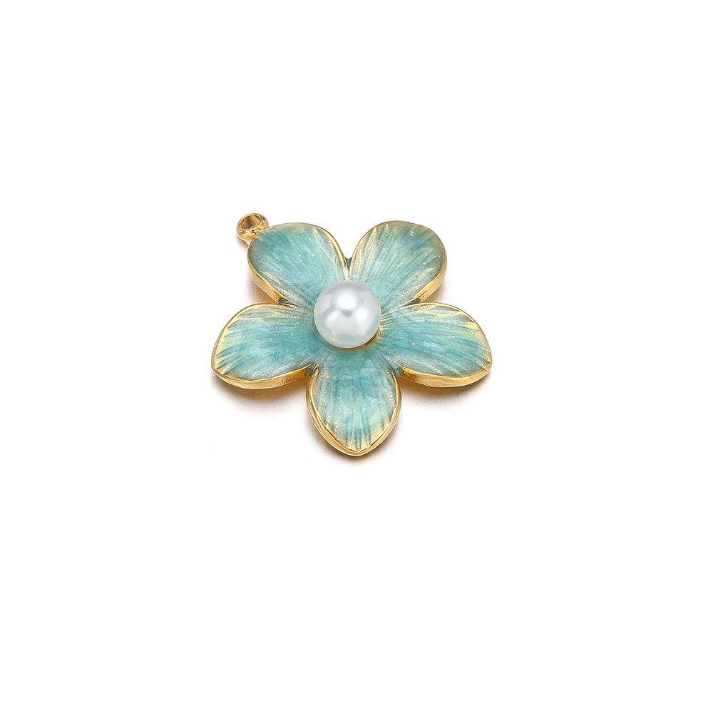 5pcs Stainless Steel 18K Gold Color Enamel Colorful Flower Charms Pendants for DIY Jewelry Necklace Making Bracelets Accessories