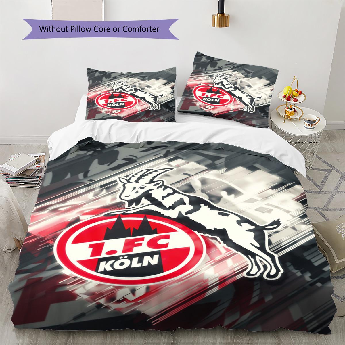 

1. FC Köln Pattern Bedding Set Quilt Cover Pillowcase Home Decor Gift (1 * duvet cover + 2 * pillowcase, without core) 135x200cm