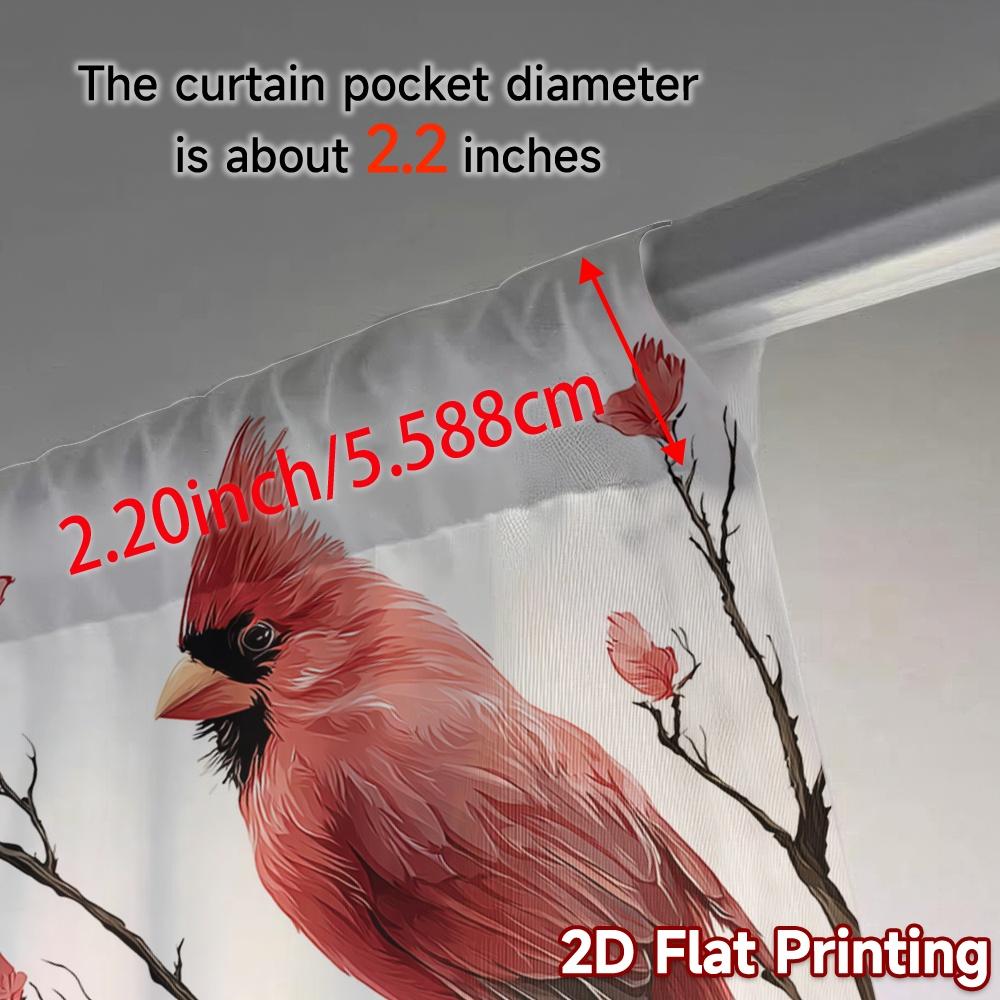 2D Flat Printing  JIT 2pcs   Curtains (Without Rod) Cardinal Whispers Pattern Chic Curtains Versatile Polyester Curtains