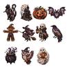 Halloween Party Home Decor Patchwork DIY Kit Fabric Sewing Kit with Owl Skeleton Soft Printed Cotton Ghost Witch Designs Crafting for Seasonal