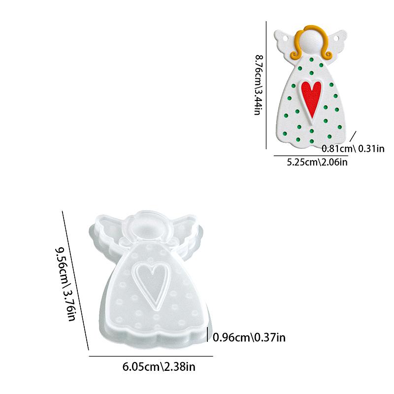 1Pc Silicone DIY Plaster Mold Pendant Hanging Ornament Dot Christmas Tree Heart Faceless Angel