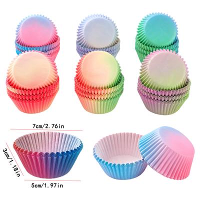 Rainbow Gradient Cupcake Liners Greaseproof Paper Baking Cups Muffin Cake Wrappers Moulds