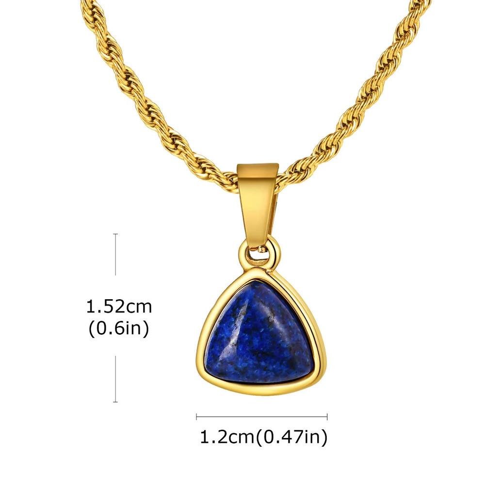 Vnox Trendy Natural Stone Geometric Pendant Necklace for Men, Stainless Steel Gold Color Box Chain Collar, Fashion Charm Jewelry