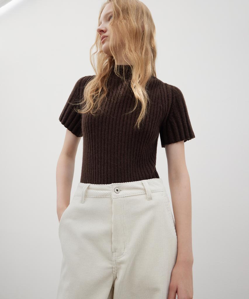 Leuba Fine Wool Half-Neck Knit - Choco Brown