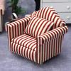 1/12 Mini-Sofa-Sessel aus Holz, Spielzeug-Sofa mit Blumenmuster, Dekokissen für Puppenhausmöbel, Rollenspielzubehör für Kinder