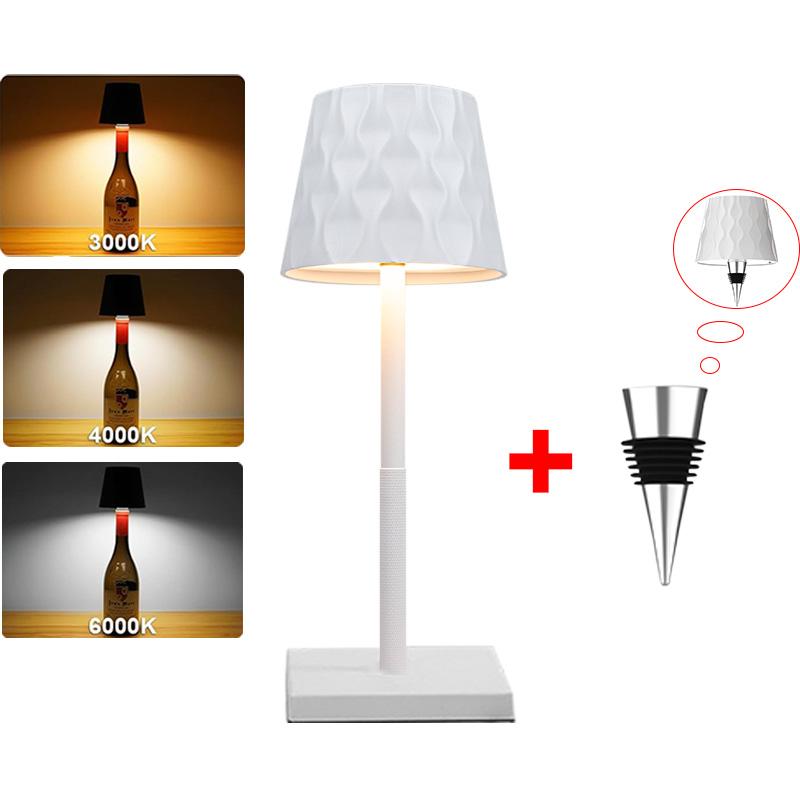 2025 New LED Table Lamp Wireless Wine Bottle Lamp 2-in-1 3 Colors Stepless Dimming Lamp Rechargeable Creative Ambient Light