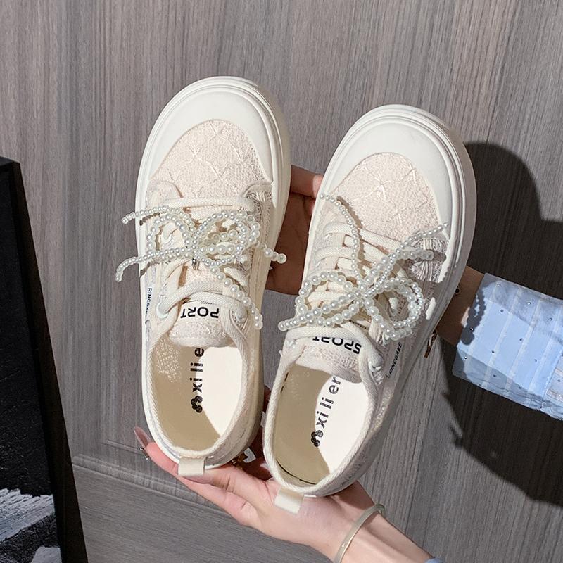 CRLAYDK Women's Sneakers Walking Lace Jacquard Casual Shoes for Ladies Thick Sole Breathable Fashion Skate Lace Up Tennis