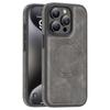 Case for iPhone 15 Pro - Leather/PU, Gray, MagSafe