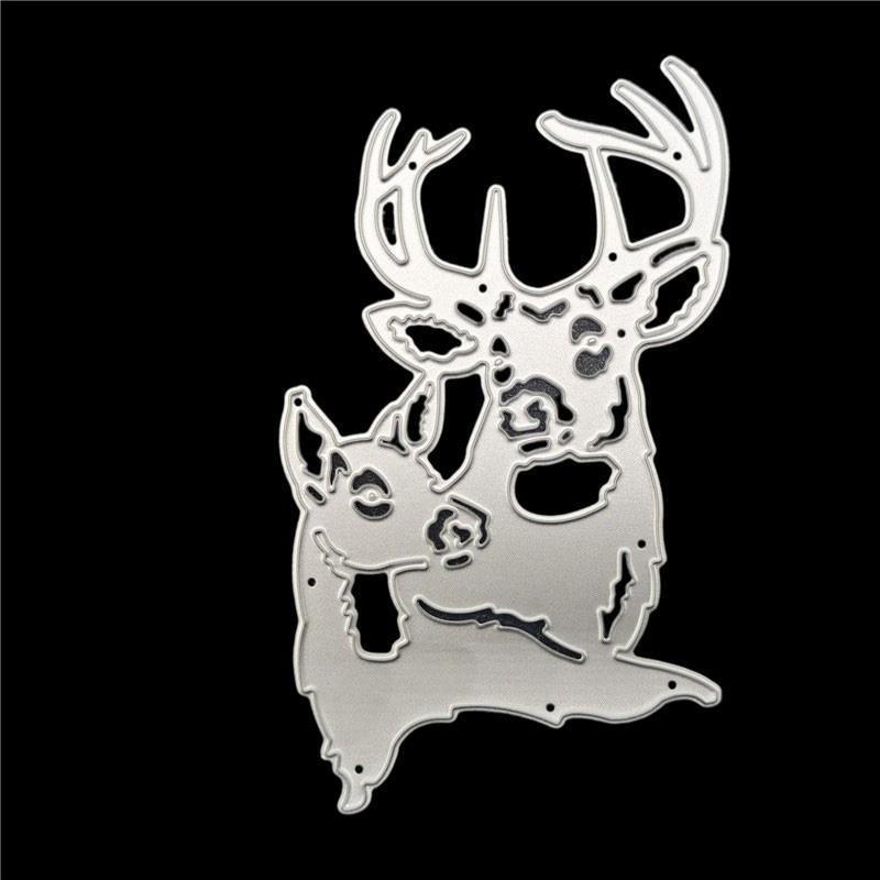

Рождество 2 рога оленя дизайн стиль металлические трафареты DIY Скрапбукинг тиснение трафарет бумага ремесло шаблон альбома серебряный