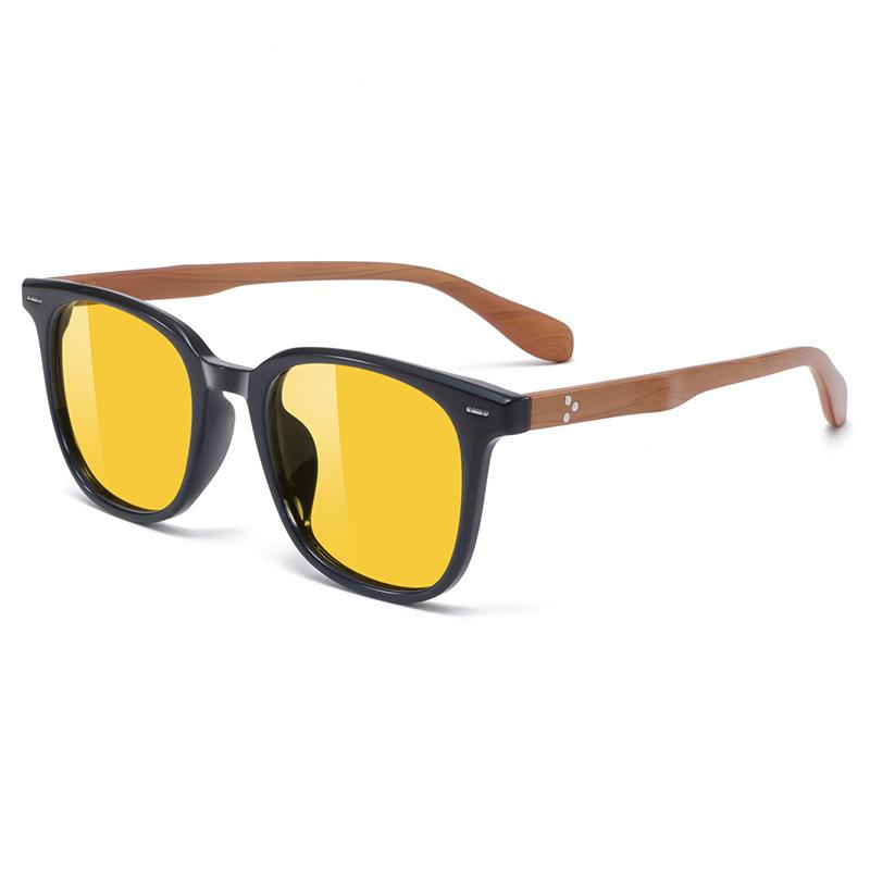 Ochelari fotosensibili care schimbă culoarea anti-albastru, cadru pătrat retro privind telefoanele mobile, ochelari plati, picioare din bambus și din lemn cu miopie