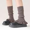 Autumn&Winter Solid Color Horn Knitted Stacked Stocking Women's Vertical Strip Warm Woolen Socks Cover Mushroom Lace Leg Cover