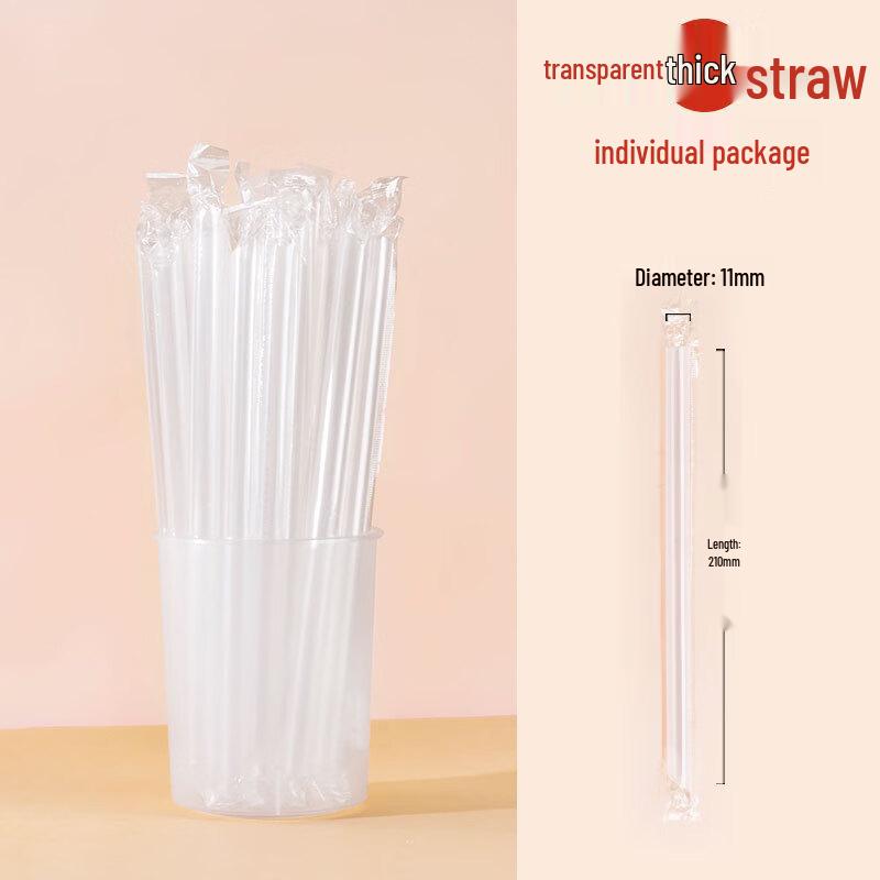 Handun Individually Wrapped Clear Disposable Bubble Tea Straws