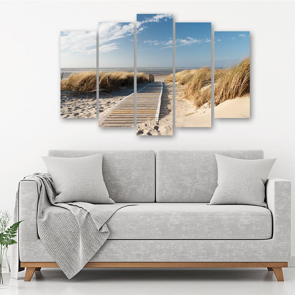 Fem deler bildelerretstrykk Beach Sea Sand Nature