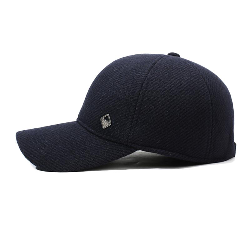 Men's Hat Autumn Winter Middle-Aged Thick Woolen Baseball Cap Windproof Ear Protection Cap for The Elderly Dad Cap