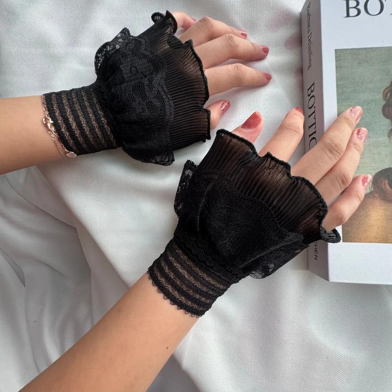 

Simple Wristband, Elegant Shirt, Fake Sleeves for Sweater Edges, Detachable Sleeves, Lace Cuffs, Embroidered Accessories чёрный