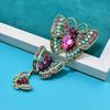 Large Crystal And Rhinestone Butterfly Brooches For Women Vintage Insects Pendant Tassel Pins
