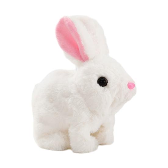 Electric Plush Rabbit Toy Jumping Moving Ears Nose Bunny Plushie Toddlers Interactive Simulation Stuffed Animal Toy with Sound