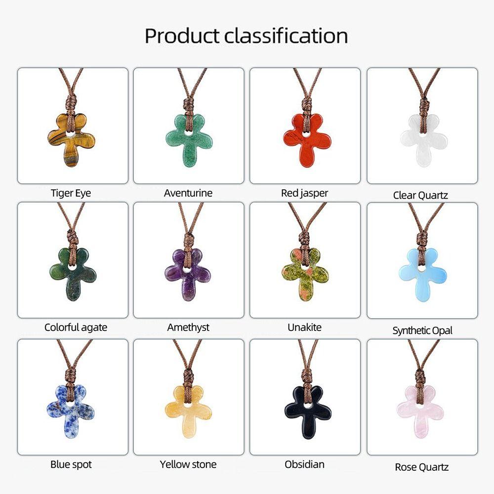 Semi-Precious Agates/Amethyst Necklace Five-Petal Pendant Necklace  Birthday Gifts