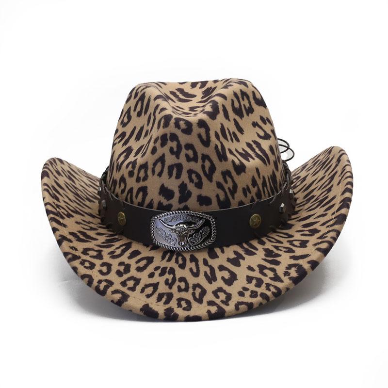 Leopard Print Felt Hat, Unisex, Versatile British Vintage Autumn/winter Wool Jazz Hat, European and American Street Fashion Hat