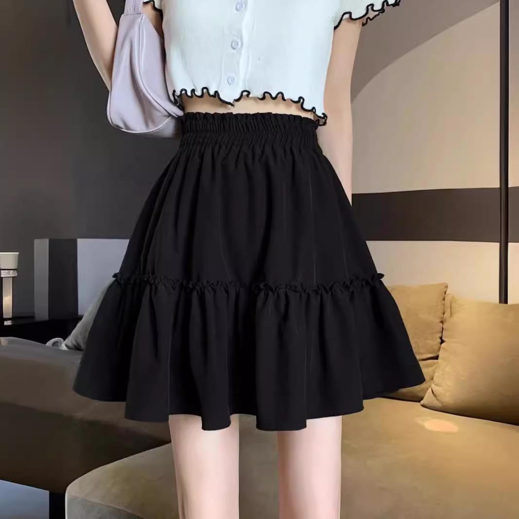 

2025 Summer High Waist Slimming A-line Fluffy Short Skirt for Women XS