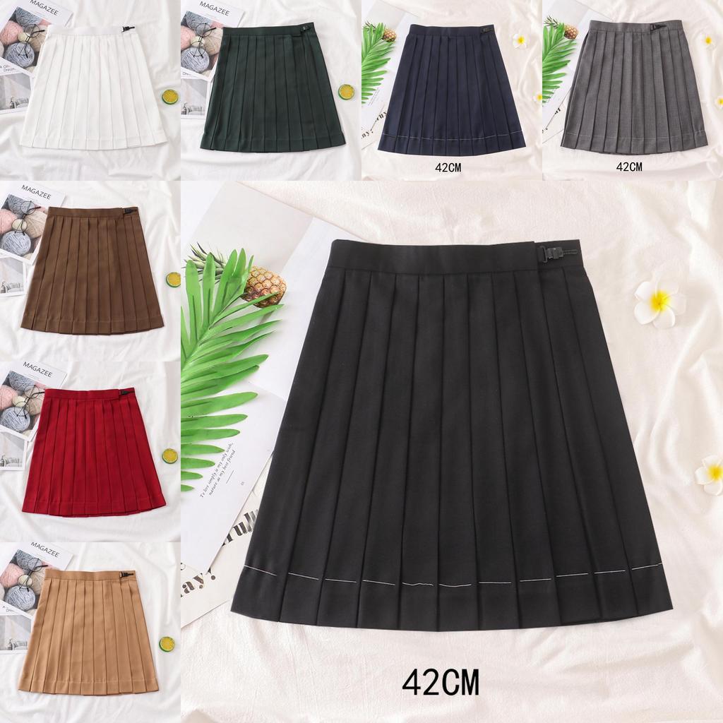Uniform Pleated Skirt With High Waist For Students Summer College Style